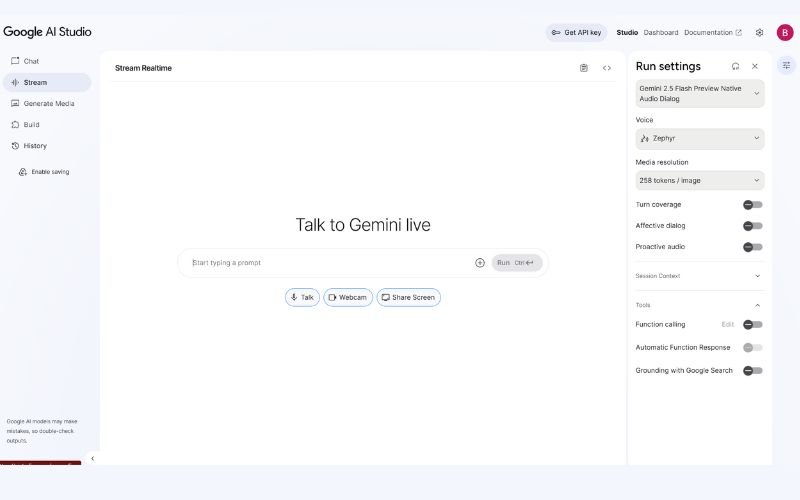 Google AI Studio Stream