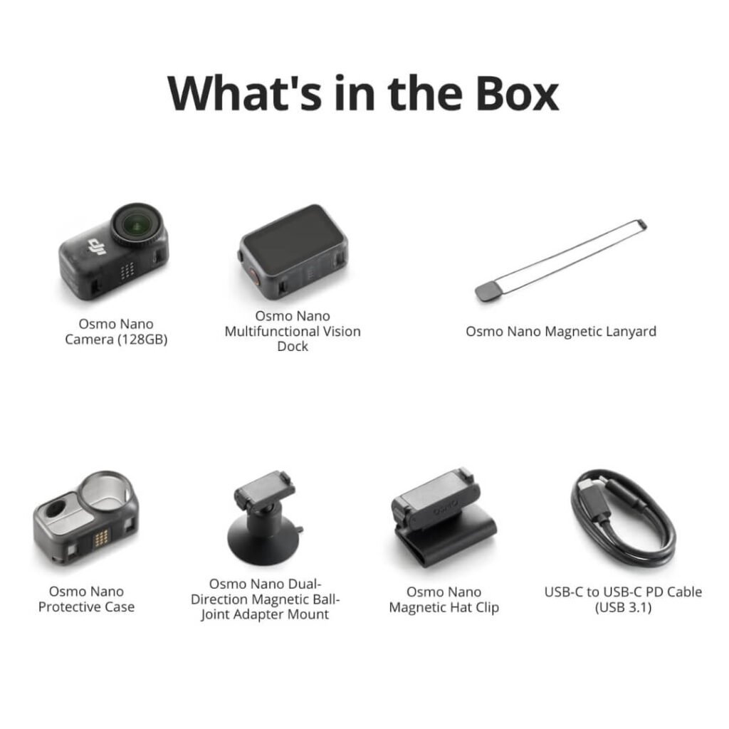 DJI Osmo Nano Standard Combo 128GB what is included in the package