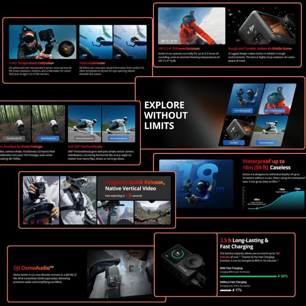 DJI-Osmo-Action-4-Standard-Combo-with-50-Piece multifunctional