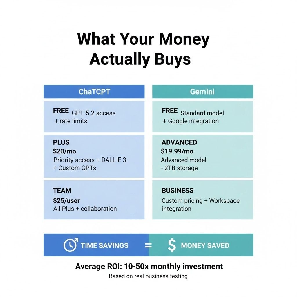 Chat GPT vs Gemini what you get for money