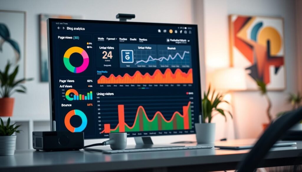 analytics dashboard showing blog traffic metrics